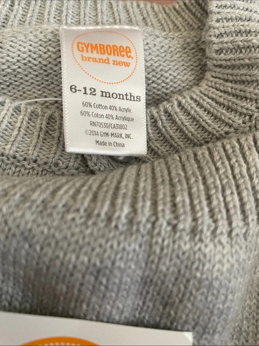 Gymboree Gray and White Button Baby Cardigan 6-12 Mo. NWT